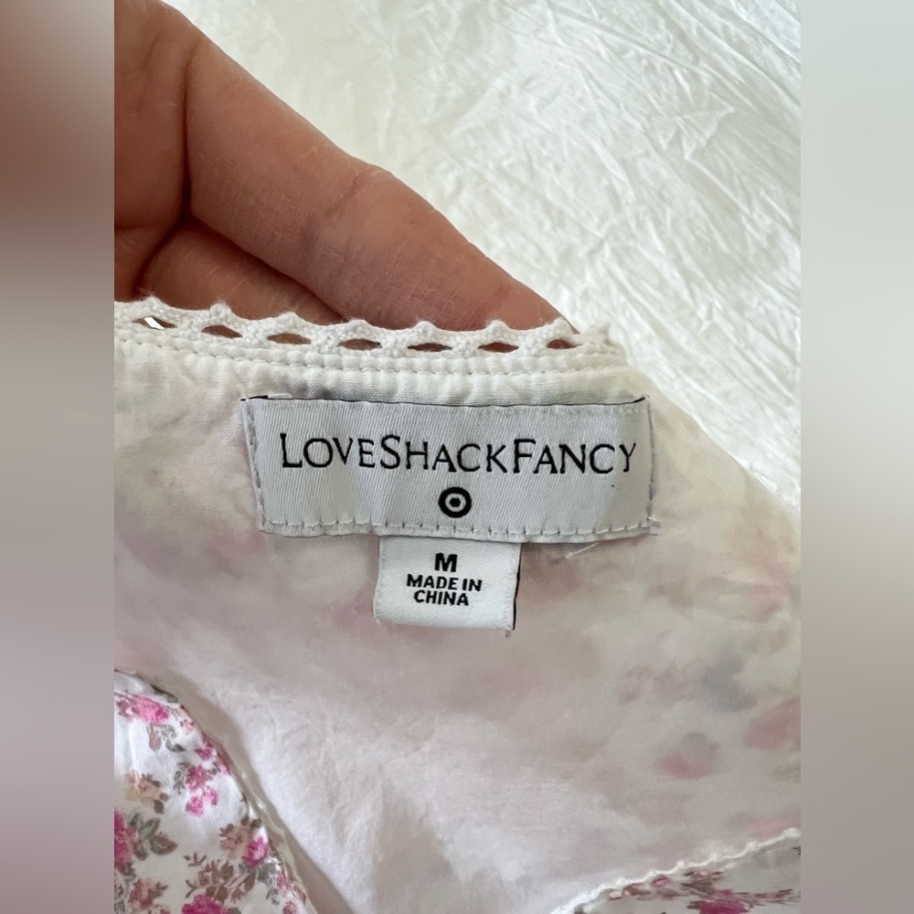 LoveShackFancy x Target | SZ M | Camille Tiered Ruffle Babydoll Midi Dress Pink - Picture 4 of 8